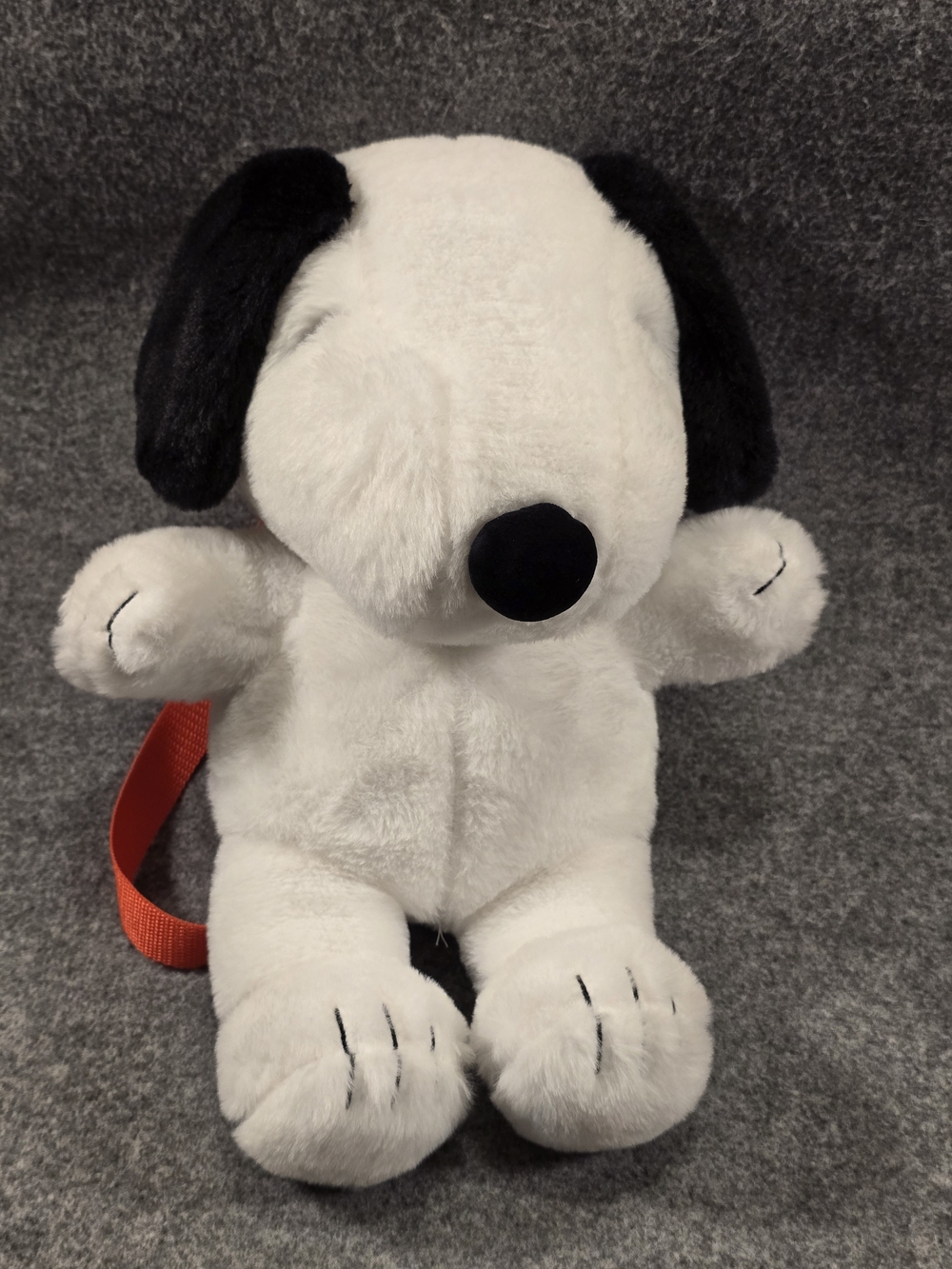 Peanuts Snoopy Backpack White & Black Plush with Red Strap 18"